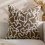 Square Throw Pillow Cover Tufted Chenille Raised Maze Pattern