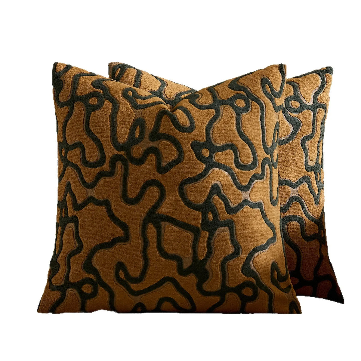 Square Throw Pillow Cover Tufted Chenille Raised Maze Pattern