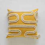 Square Throw Pillow Cover Wavy Chenille Cotton-Linen Hidden Zipper
