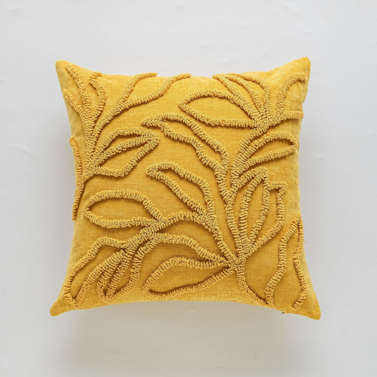 Square Throw Pillow Cover Wavy Chenille Cotton-Linen Hidden Zipper