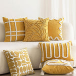Square Throw Pillow Cover Wavy Chenille Cotton-Linen Hidden Zipper