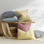 Square Throw Pillow Covers Reversible Gingham Cotton-Linen