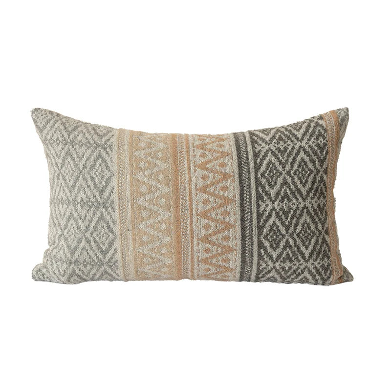 Square Throw Pillow Jacquard Bouclé Concealed Zipper