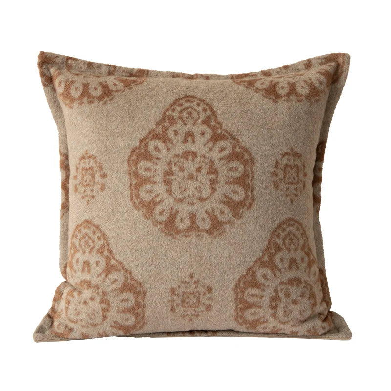 Square Throw Pillow Jacquard Bouclé Concealed Zipper