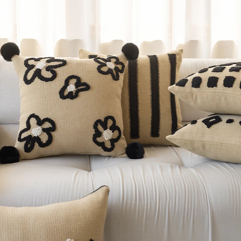 Square Throw Pillow Knitted Tufted Diamond 18 Inch