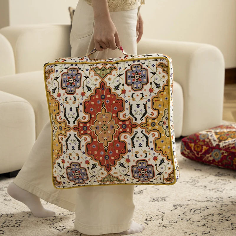 Square Throw Pillow Oriental Medallion Cotton-Blend 17x17