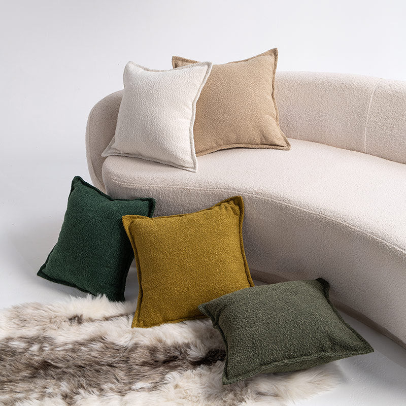 Square Throw Pillow Pair Bouclé Removable Machine Washable Covers