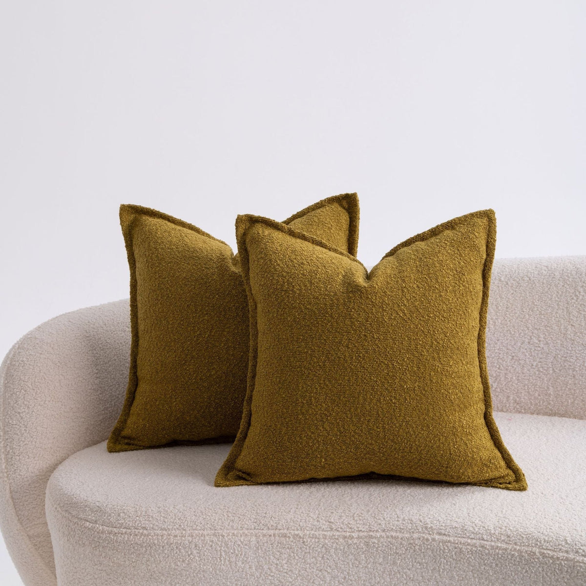 Square Throw Pillow Pair Bouclé Removable Machine Washable Covers