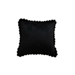 Square Throw Pillow Plush Velvet & Pom-Pom Fringe Removable Insert