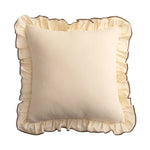 Square Throw Pillow Ruffled Edge Linen-Look Removable Cover