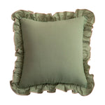 Square Throw Pillow Ruffled Edge Linen-Look Removable Cover