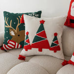Square Throw Pillow Tufted Cotton Tassel Corners 18 Inch