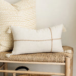 Square Throw Pillow Two-Tone Knit & Linen Removable Cover