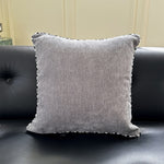 Square Throw Pillow Velvet Cover Contrasting Piping Shape-Retaining Fill