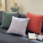 Square Throw Pillow Velvet Cover Contrasting Piping Shape-Retaining Fill