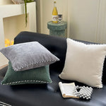 Square Throw Pillow Velvet Cover Contrasting Piping Shape-Retaining Fill
