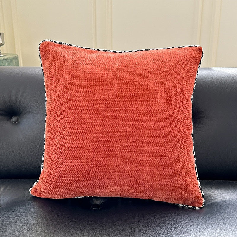 Square Throw Pillow Velvet Cover Contrasting Piping Shape-Retaining Fill