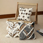 Square Throw Pillow Woven Geometric Fringe & Removable Cover