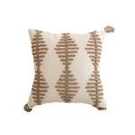 Square Throw Pillow Woven Tufted Cotton & Tassels