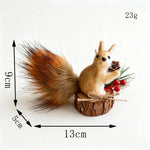 Squirrel Figurine Felt & Wood Lifelike Compact