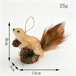 Squirrel Figurine Felt & Wood Lifelike Compact