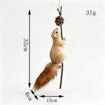 Squirrel Figurine Felt & Wood Lifelike Compact