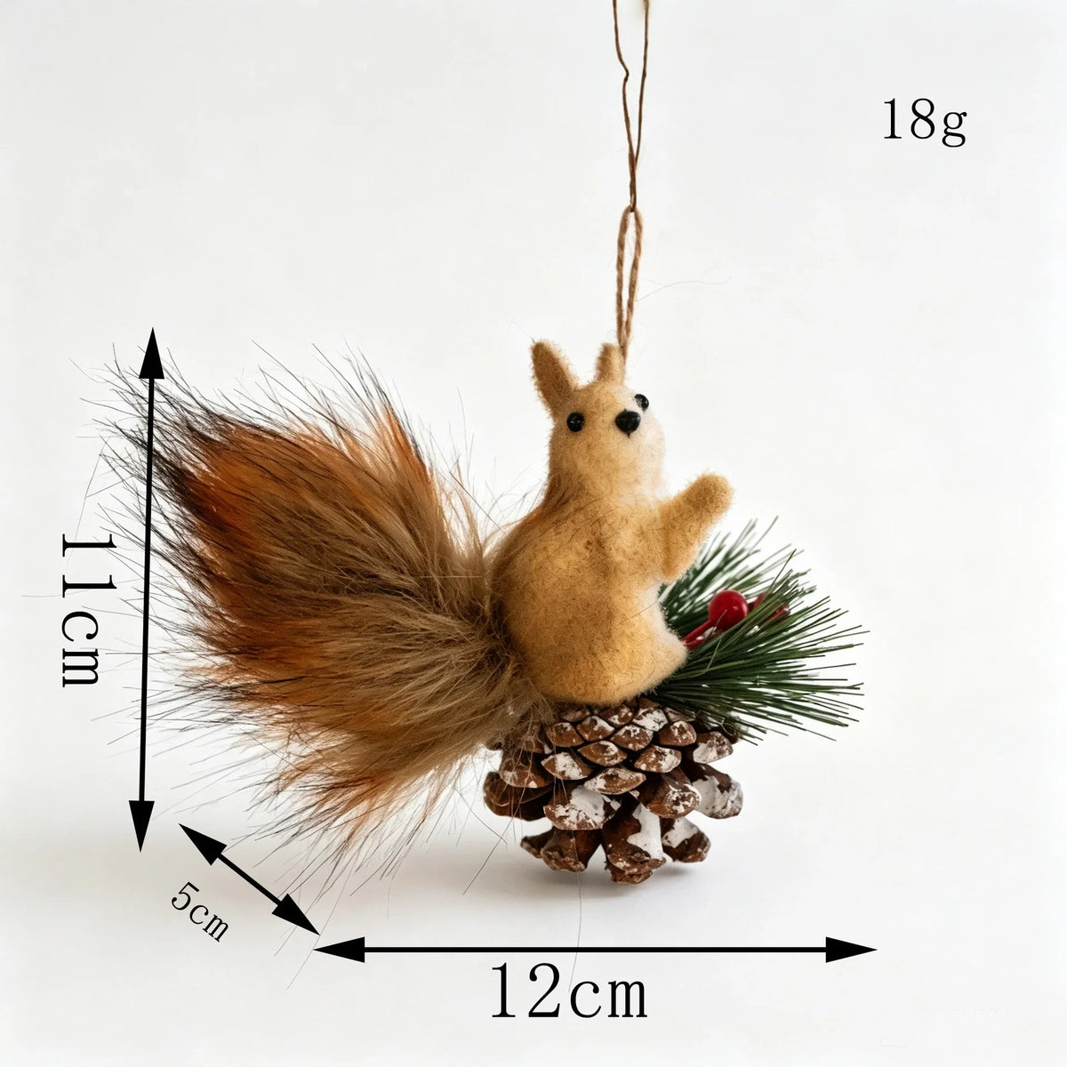 Squirrel Figurine Lifelike Felt & Wood Compact