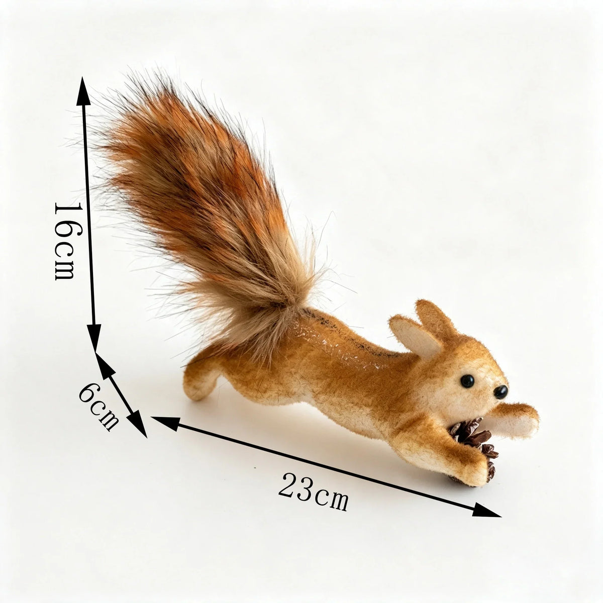 Squirrel Figurine Lifelike Felt & Wood Compact