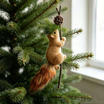Squirrel Figurine Lifelike Felt & Wood Compact