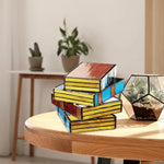 Stained Glass Lamp Stacked Books Vintage Style