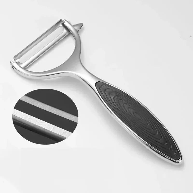Stainless Steel Vegetable Peeler with Double-Sided Blade and Ergonomic Grip