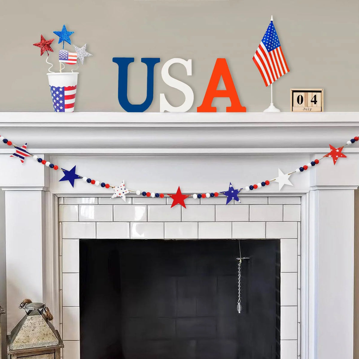 Star Garland Red White Blue Indoor & Outdoor
