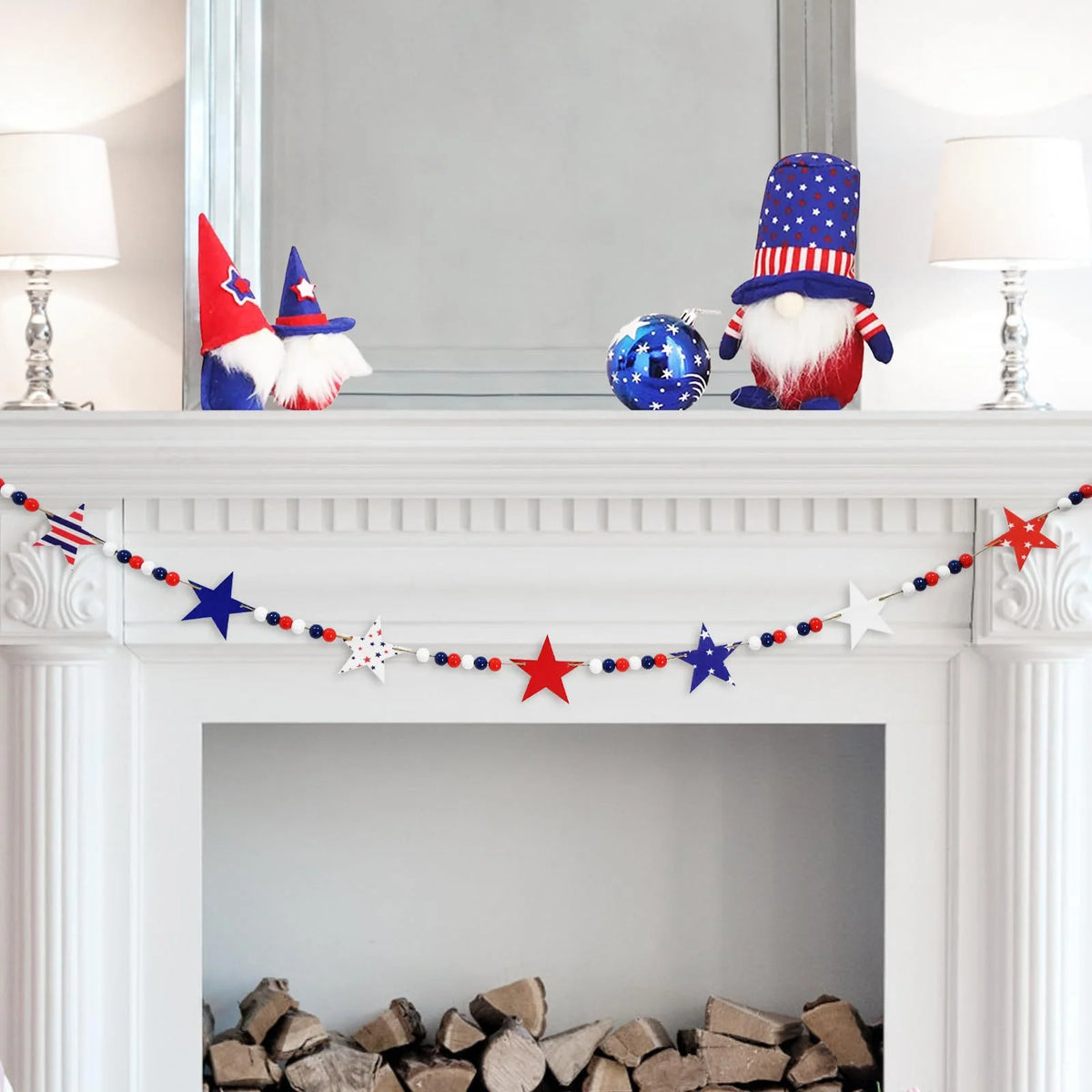 Star Garland Red White Blue Indoor & Outdoor