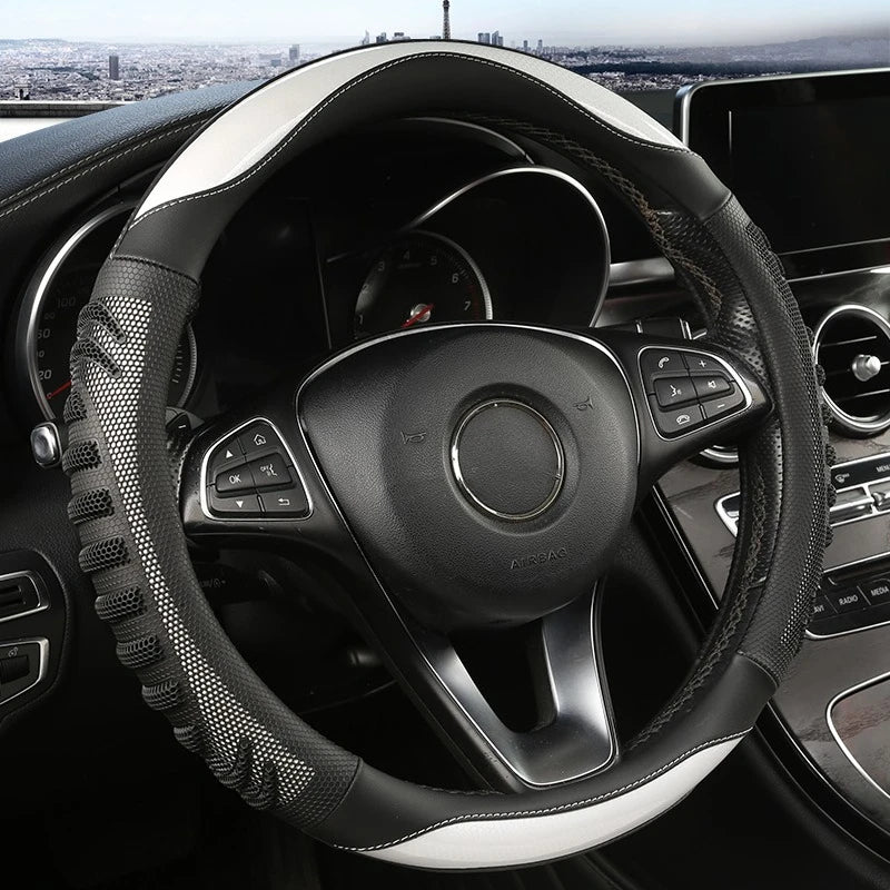 Steering Wheel Cover Honeycomb Non-Slip Grip Synthetic Leather