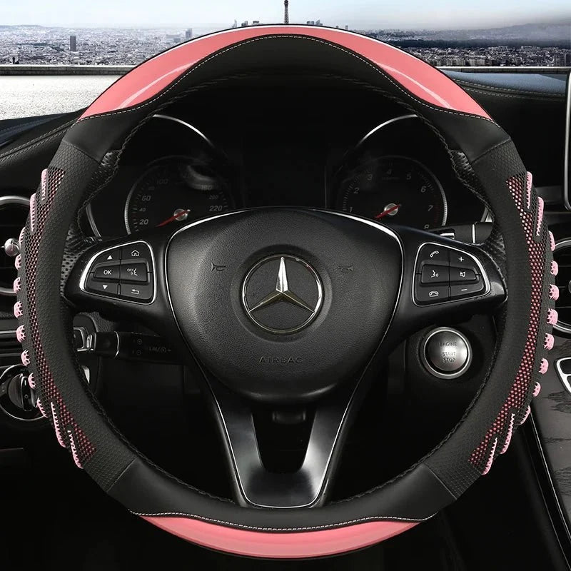 Steering Wheel Cover Honeycomb Non-Slip Grip Synthetic Leather