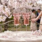 Stemmed Drinking Glass Crystal Pink Bow 5.4 Oz