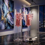 Stemmed Drinking Glass Crystal Pink Bow 5.4 Oz