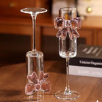 Stemmed Drinking Glass Crystal Pink Bow 5.4 Oz