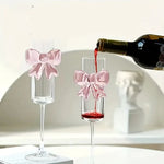 Stemmed Drinking Glass Crystal Pink Bow 5.4 Oz