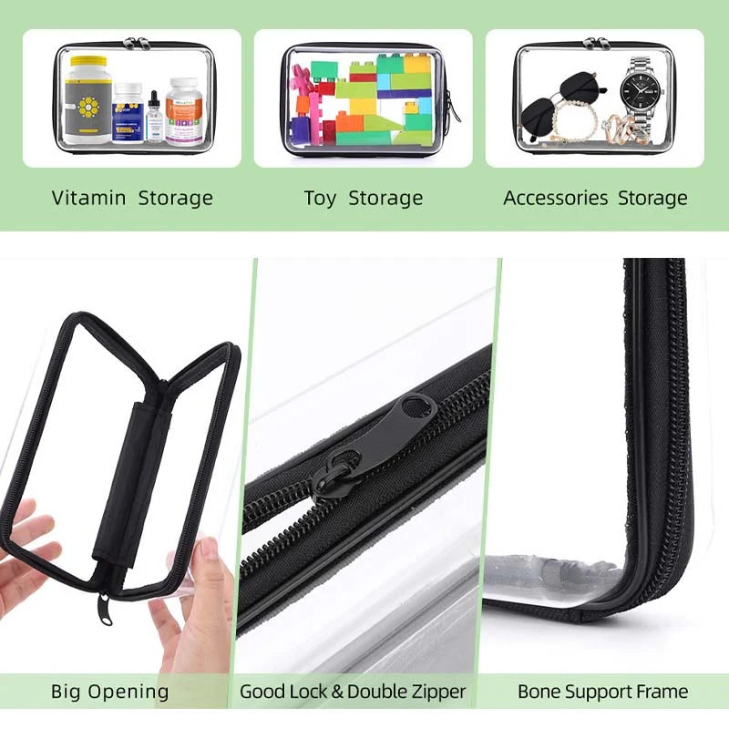 Storage Bags Clear Zipper Set of 3