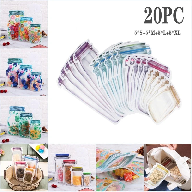 Storage Bags Transparent Reusable Foldable Design