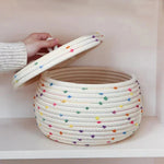 Storage Basket Cotton Rope With Lid Multicolored