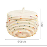 Storage Basket Cotton Rope With Lid Multicolored