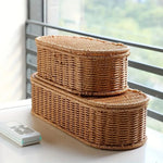 Storage Basket Faux Rattan Woven Dust-Protected