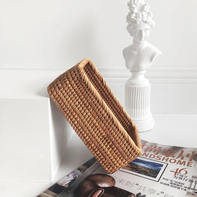 Storage Basket Handwoven Natural Rattan