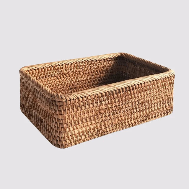 Storage Basket Handwoven Natural Rattan
