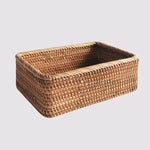 Storage Basket Natural Rattan Rectangular Organization Solution