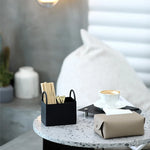 Storage Basket PU Leather Iron Frame With Handles