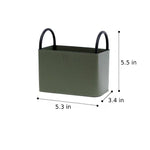Storage Basket PU Leather Iron Frame With Handles