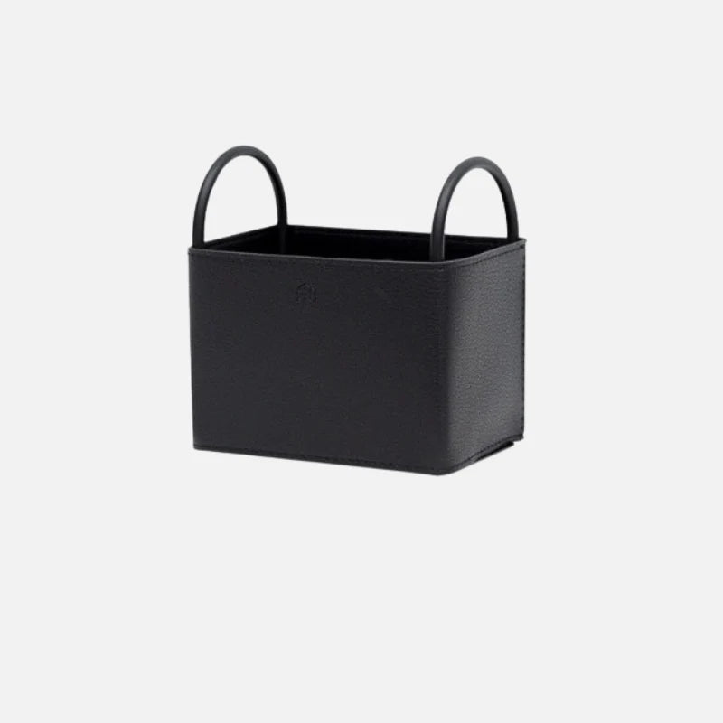 Storage Basket PU Leather Iron Frame With Handles